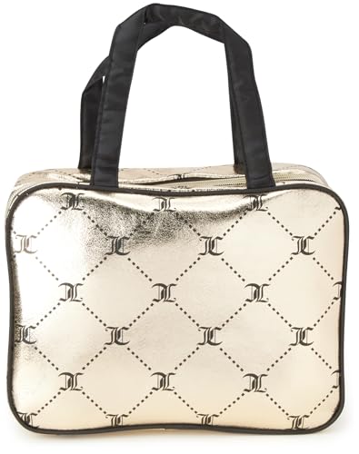 Shiny Gold Makeup Bag - Travel Cosmetic Organizer, 11.5 x 3.5 x 8.5 inches