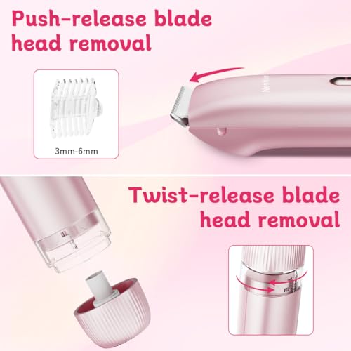 Bikini Trimmer for Women, 2-in-1 Electric Shaver for Bikini Line & Sensitive Areas, Dual Head Women¡¯s Razor, IPX7 Waterproof Wet/Dry, USB-C Rechargeable