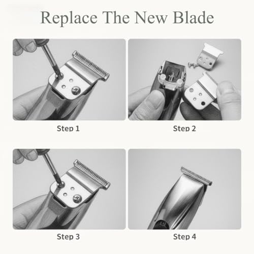maxeylead Replacement Blade Compatible with Model D-8/7 Slim-Line Pro-Li Cord/Cordless Trimmer Hair Clipper Replacement Blades (Silver)