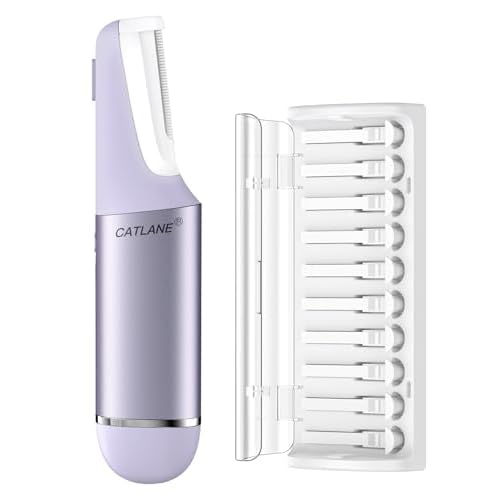 Dermaplane Razor for Women Face, Dermaplaning Tool for Face, Sonic Exfoliation & Peach Fuzz-Hair Removal System with 10 Dermaplaning Blades, Twilight Purple