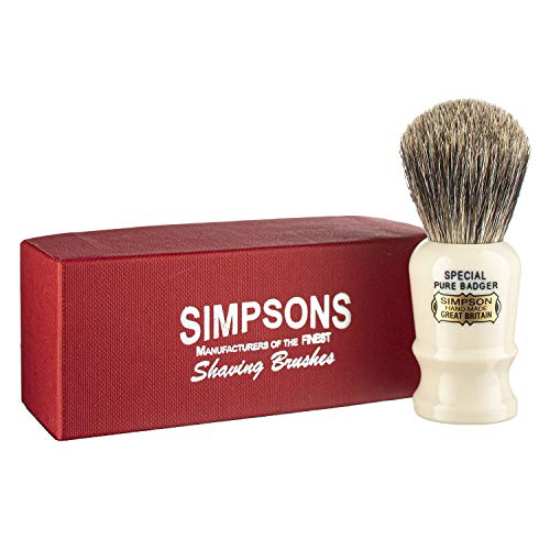 Simpsons Pure Badger Hair Shaving Brush with Imitation Ivory Handle - Pack of 1
