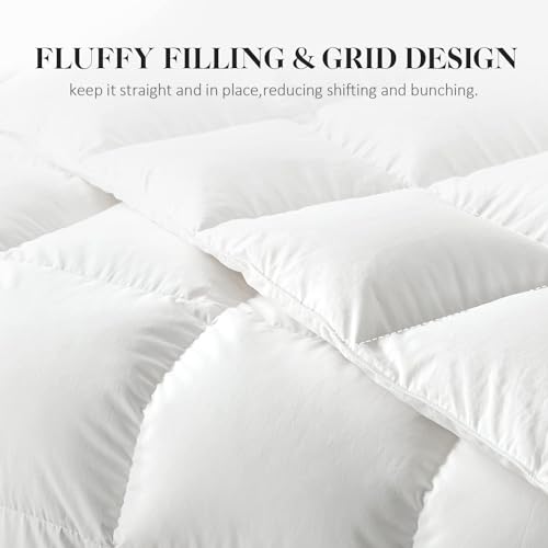 White Feather Down Fiber Comforter Full Size 82x86 - All-Season Bedding