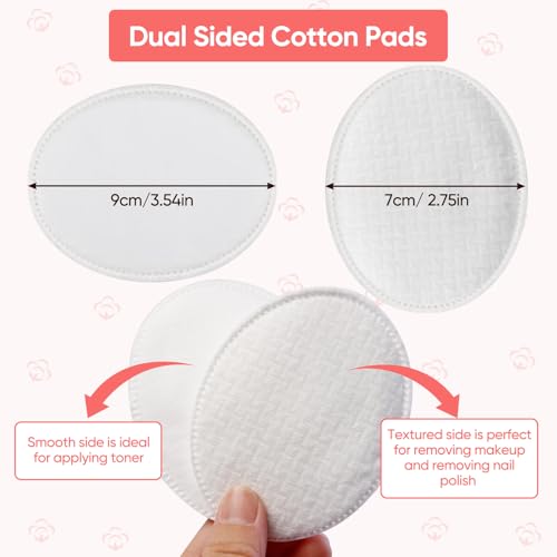 ICOTLE Large Oval Cotton Pads 280 Count 3-Layer, Bag of 4 - Face & Makeup Remover