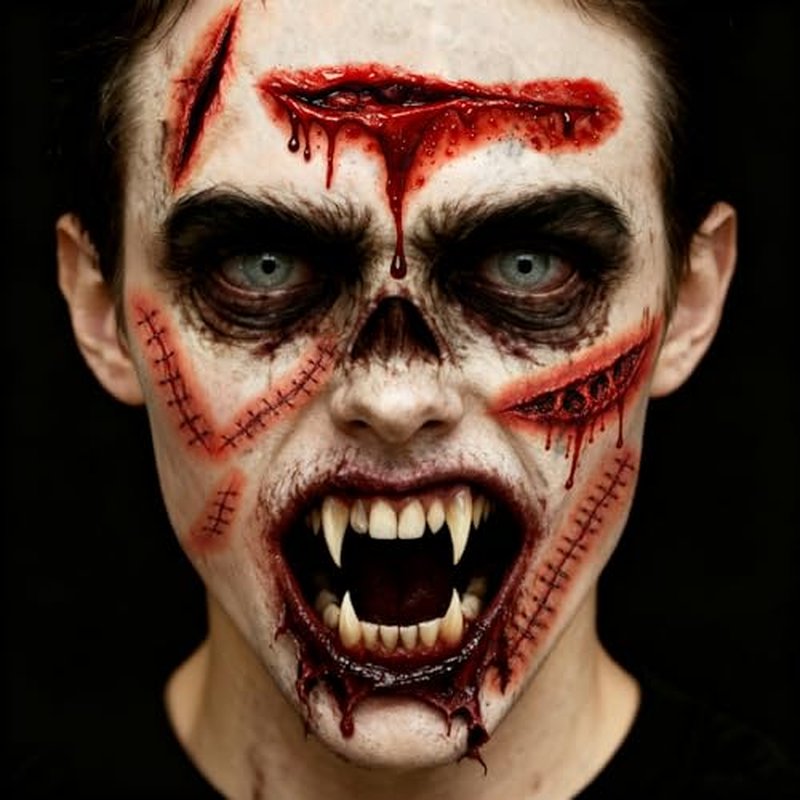22 Sheets Halloween Face Scar Tattoos ? Zombie Makeup Wound Stickers, Fake Scars Cuts Stitches, Realistic Halloween Temporary Tattoos for Zombie Costume & Scary Makeup (A)