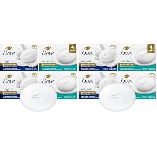 Dove Beauty Bar Soap Variety 8-Pack ? Sensitive Skin, Fragrance-Free + Original, with Moisturizing Cream, 2.6 Oz Ea