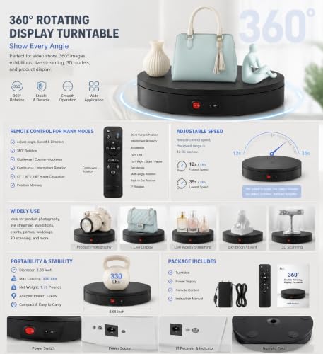 JAYEGT Motorized Rotating Display Stand 360° for Product Photography & Live Show