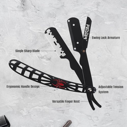Straight Razors for Men, Professional Straight Single Edge Razor Kit, Stainless Steel Barber Razor with 100 Replacment Blades,Premium Barber Razor for Men's Shaving Salon