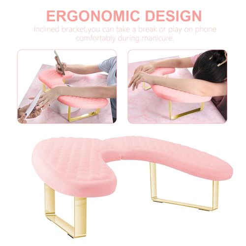 Memory Foam Nail Tech Arm Rest Cushion with Detachable Bracket - Pink