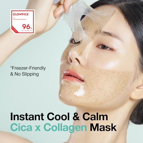 NDP Collagen Cica Cooling Hydro Mask ? World¡¯s First Freeze-Ready Hydrogel Face Mask with 55,000Da Vegan Collagen, Real Mugwort & Centella ? Korean Mask for Sensitive Skin (36g x 4ea)
