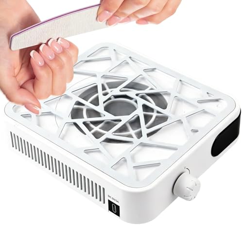 Mini Rechargeable Nail Dust Collector with White Finish - Powerful Suction & Filter