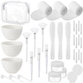 Facial Supplies Set with Bowls Brushes Jars & Sponges - White - Esthetician & DIY Skincare