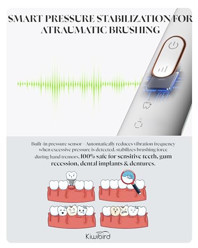 Electric Toothbrush with 1.5X Wider Brush Head, 5 Modes & 300-Day Battery - White