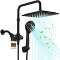 VXV Matte Black 10-Inch Filtered Dual Shower Head Set with Handheld & Rain Sprays