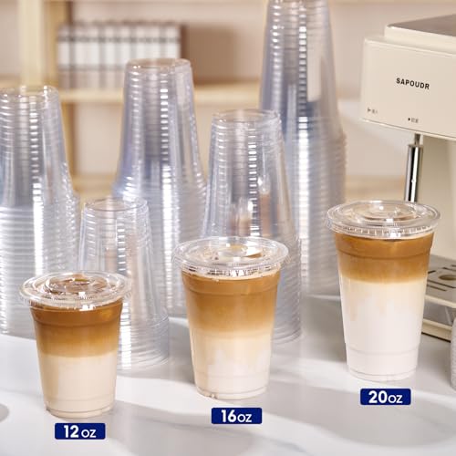 JOLLY CHEF 20oz Clear Plastic Cups with Flat Lids - 500 Pack, PET Disposable Drinkware Variation of THIS listing