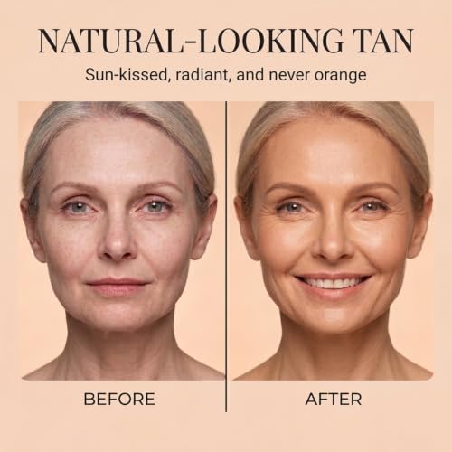 Self Tan Serum for Face - Light to Medium Sunless Tanner with Hyaluronic Acid & Organic Oils, Natural Glow, 2 Fl Oz - Variation of Light Medium Tan