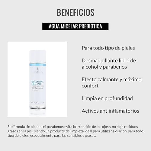 LENDAN - Micellar Water - Essential Reload Prebiotic - 200 ml - for All Skin Types - Alcohol and Paraben-Free Makeup Remover - Gentle Cleansing - with Prebiotic Ingredients