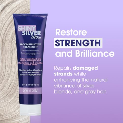 One 'n Only Shiny Silver Deep Conditioning Hair Mask - Hydrating Treatment for Blonde, Gray, Bleached & Highlighted Hair - Restores Shine, Repairs Damage, Neutralizes Brassy Tones (8.5 oz)