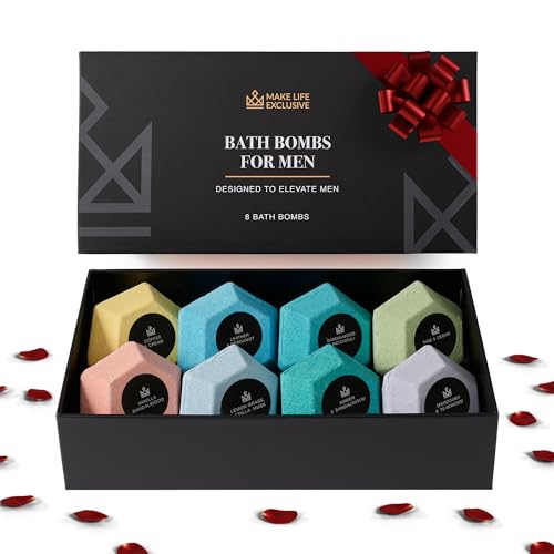 MAKE LIFE EXCLUSIVE Large Diamond Bath Bombs for Men - Masculine Aromatherapy Set
