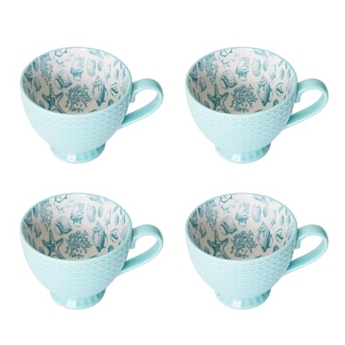 Pfaltzgraff Venice 16-Piece Stoneware Dinnerware Set for 4 - Coastal Aqua & White