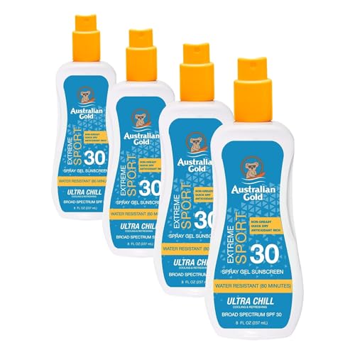 Australian Gold SPF 30 Sport Spray Gel Sunscreen | Pack of 4, Water & Sweat Resistant