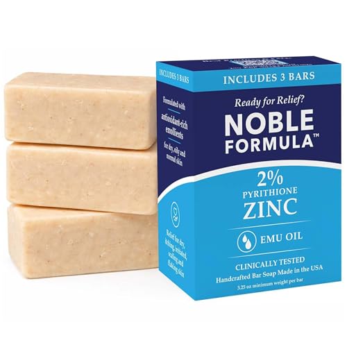 Zinc Pyrithione Soap Bar 2% with Emu Oil - 3.25 oz Pack of 3 | Acne & Skin Relief