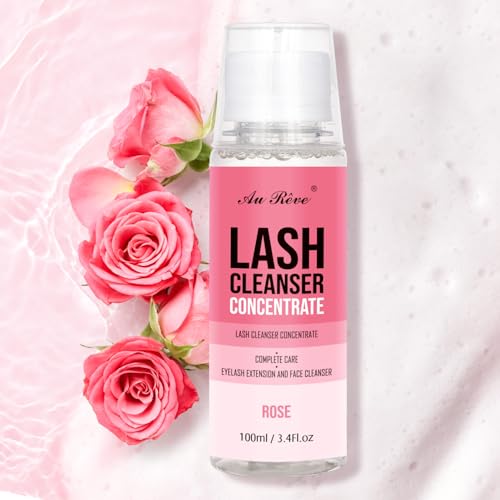 AuReve Lash Shampoo Concentrate Rose 100ml - Deep Cleanser for Lashes & Extensions