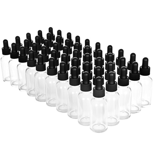 1oz Glass Dropper Bottles Set - Clear Essential Oil Storage, 50 Pack