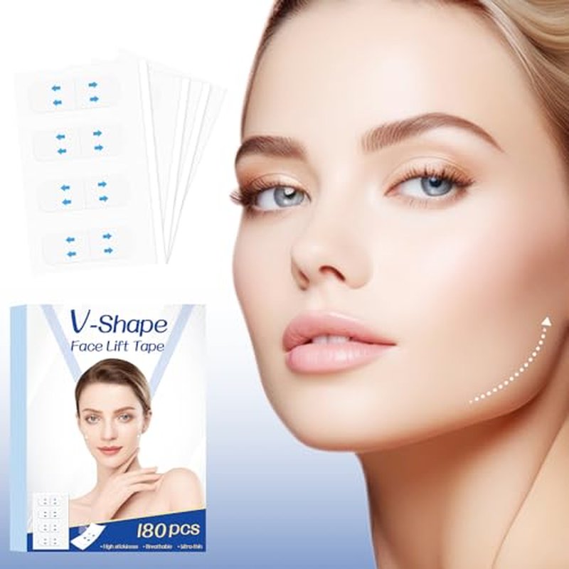 Face Tape Lifting Invisible, 180Pcs Face Lift Tape, Instant Lift Neck Tape Before Makeup, Facelift Tape for Lifting Sagging Skin Wrinkle Lifter Tapes Gift for Turkey Neck,Jowl,Double Chin