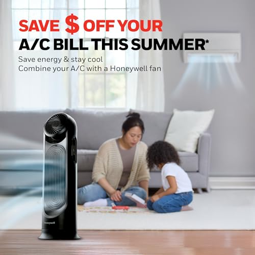 Honeywell TurboForce Tower Fan 2-in-1 Black, HYF500 - Quiet, Powerful Cooling