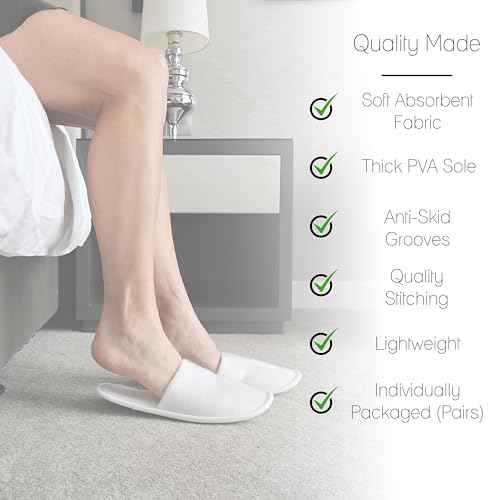 Winterlace Hotel Spa Slippers 24 Pairs Bulk Disposable Non Slip Travel Closed Toe Guest Unisex