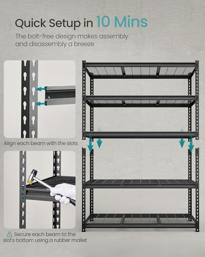 Heavy-Duty 5-Tier Steel Storage Shelves Set of 2 - Garage & Warehouse Organizers