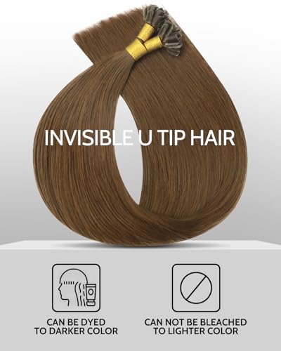 VINBAO U Tip Hair Extensions Human Hair 16 Inch - #4 Chocolate Brown, Seamless & Natural Blend