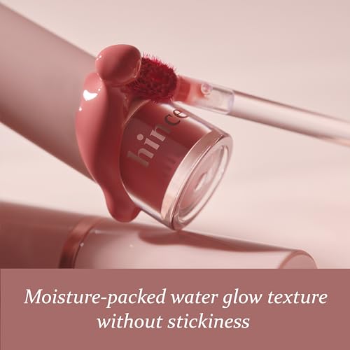 HINCE Mood Enhancer Water Liquid Glow - Non-Sticky & Waterproof Lip Stain for Women - Long Wearing Lip Gloss for Natural and Glass Glow - Moisturizing Liquid Makeup, 0.16 fl.oz. (CHERISHED)