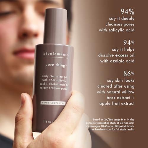 Bioelements Pore Thing - 4 fl oz - Daily Cleansing Gel with 1.5% Salicylic Acid + Azelaic Acid to Target Problem Pores - Vegan, Gluten Free - Never Tested on Animals