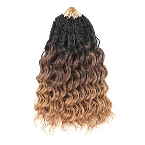 12 Inch Ocean Wave Crochet Hair Extensions - Deep Wavy, Pre-Looped Synthetic Braiding Hair, 8 Packs for Black Women, Boho Style