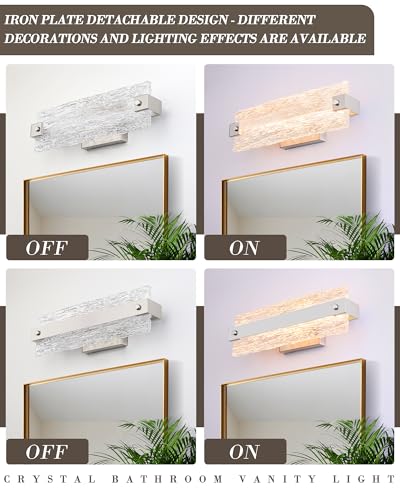 16.5-Inch Nickel Modern LED Bathroom Vanity Light Fixture Over Mirror - 10W, Dimmable, Removable Cover