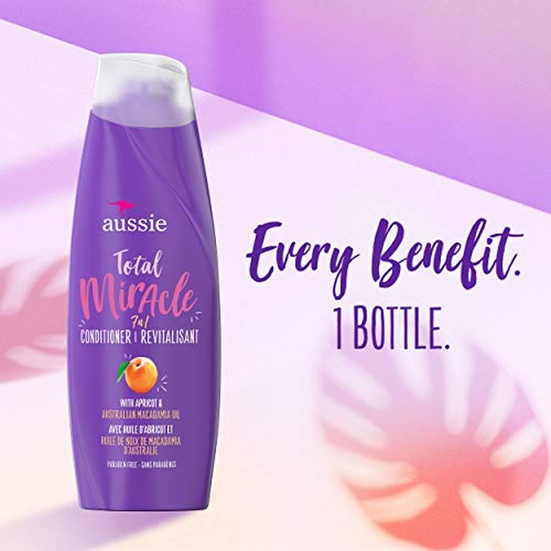 Aussie Total Miracle with Apricot & Macadamia Oil, Paraben Free Conditioner, 26.2 fl oz, Pack of 4