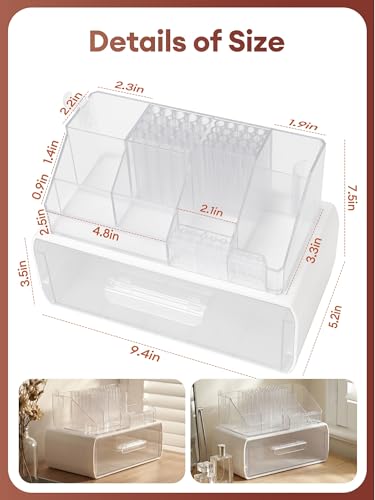 Acrylic Nail Drill Organizer with Drawer - White, Large Capacity, Professional Nail Tool Storage