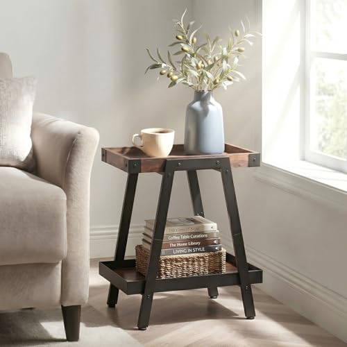 IPARTS EXPERT Farmhouse Side Table Rustic Brown Classic Style, 22in
