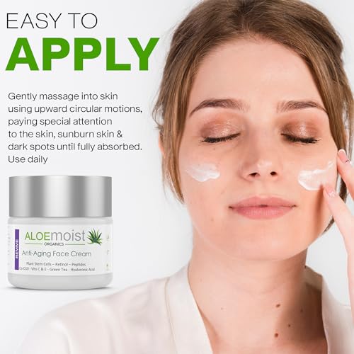 AloeMoist Revive Anti-Aging Retinol Face Cream 1.7 Fl Oz - Organic Night & Day Moisturizer with Hyaluronic Acid & Plant Stem Cells