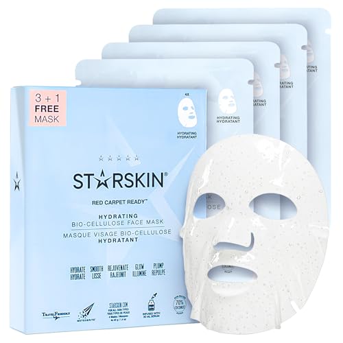 STARSKIN Hydrating and Moisturizing Bio-Cellulose Face Mask Pack - Deep Hydration & Anti-Aging, Korean Skincare, Red Carpet Ready
