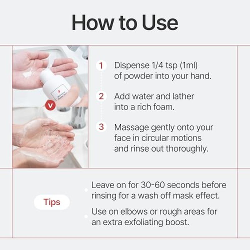B6 Enzyme Powder Face Cleanser, Korean Skin Care Exfoliating Face Wash with PHA and Papain Enzyme, Face Exfoliator with Calamine and Vitamin B6, Gentle Cleanser, 55g (1.94 Oz)
