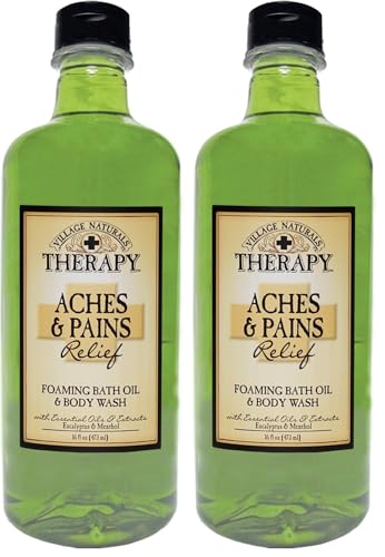 Village Naturals Therapy Foaming Bath Oil for Aches and Pains - 16 Fl Oz Pack of 2