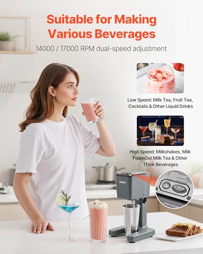 150W Milkshake Maker with Dual Speeds & Stainless Steel Cup - Home & Kitchen