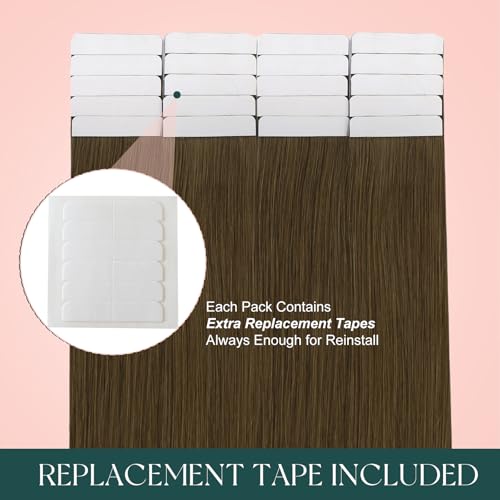 Medium Brown Tape-In Hair Extensions 18 Inch Remy Human Hair 20pcs - Variation of THIS listing: Tape-e #4