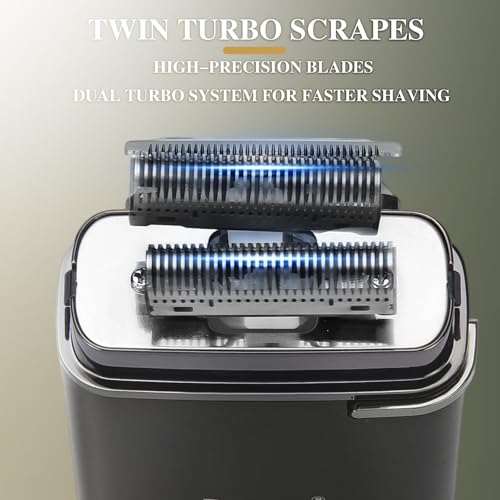 Latest 2-in-1 Electric Shaver Facial Mesh Shaver - Portable Cordless Shaver - Hidden Trimmer and Fast Charging Function - (3150 Mesh Holes, 60 Blades) Black