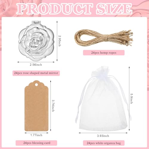 Silver Rose Compact Mirror with Brush Bulk Set - Wedding & Party Favors