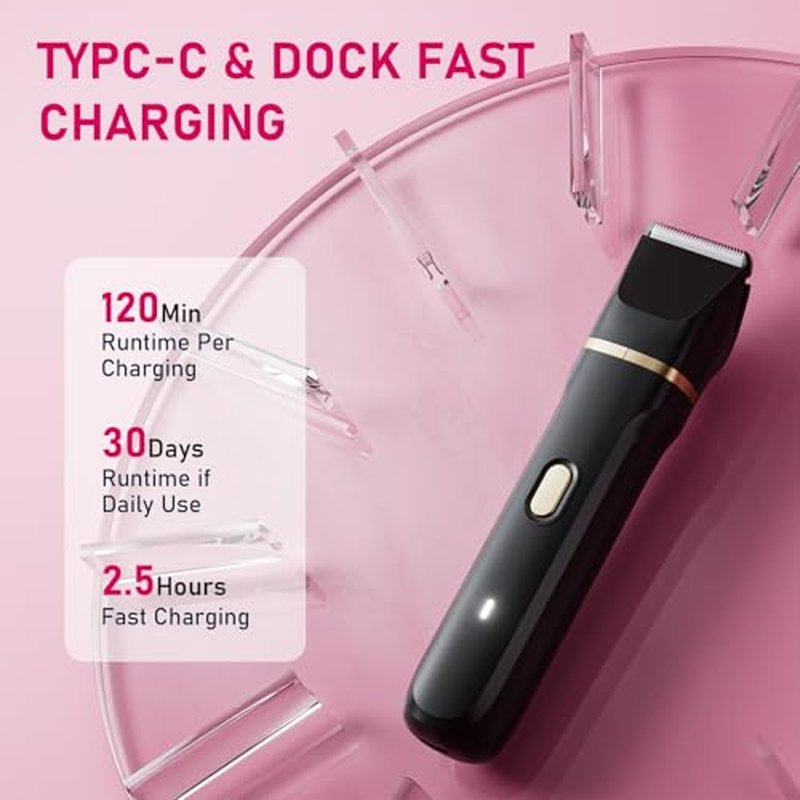 Electric Razors for Women, Valentines Day Gifts 5-in-1 Wet/Dry Bikini Trimmer with USB Charge Dock, Deluxe Facial Hair Removal, Wet/Dry Body Shaver for Nose Eyebrows Beard Underarm Leg Arm (Black)
