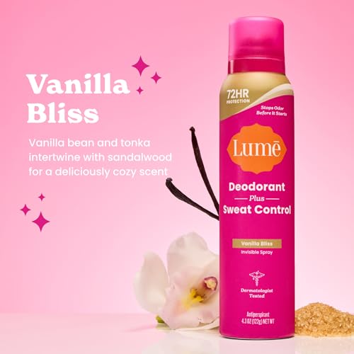 Lume Sweat Control Deodorant Spray 3-Pack - Soft Powder, Clean Tangerine & Vanilla Bliss