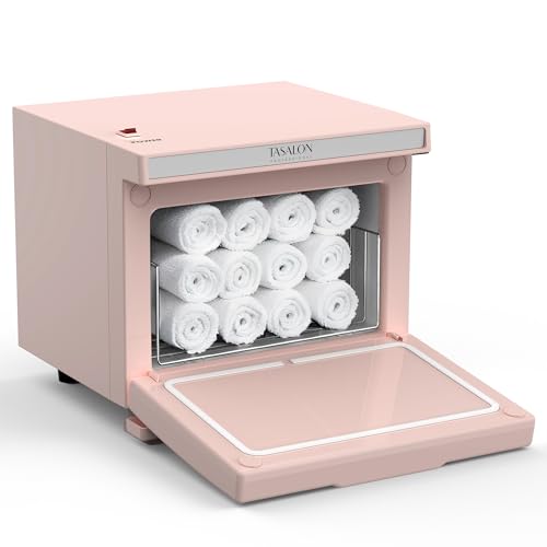 TASALON 8L Hot Towel Warmer Cabinet with Aluminum Inner Chamber, Pink